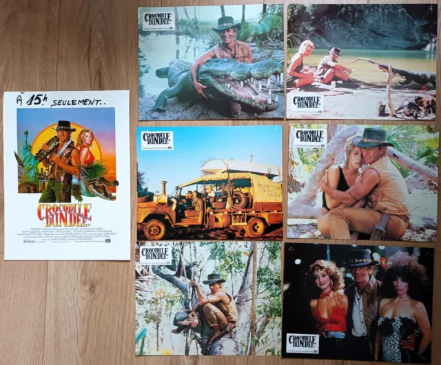 Lot de 6 photos cinéma film CROCODILE DUNDEE + affichette synopsis