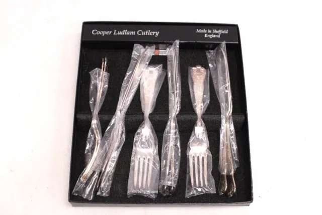12 Pcs COOPER LUDLAM Sheffield Silver Plated Fish CUTLERY Set BOXED -W69