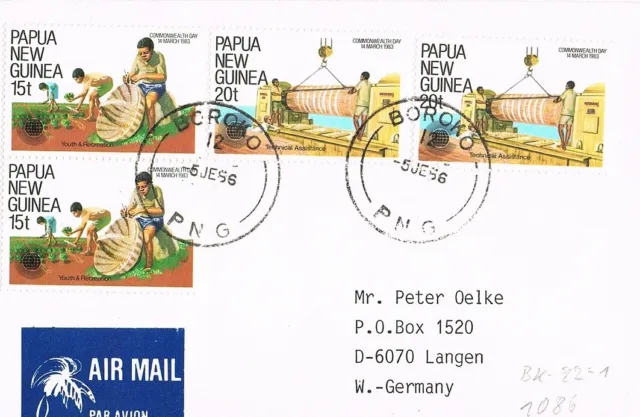 Papua Newguinea, Brief von BOROKO (BK-22) nach Britain, 1086