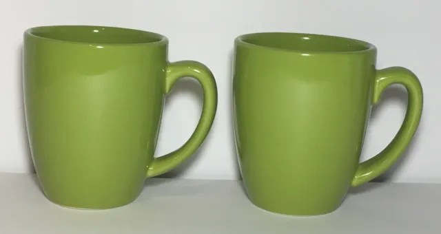 Corelle Coordinates Stoneware 12 oz Coffee Cups Mugs Lime Green - Pair of 2