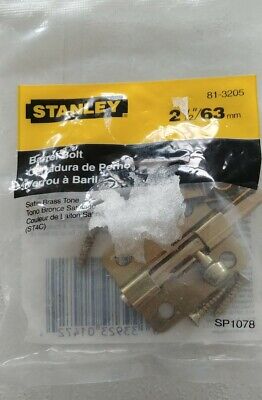 Stanley Door Barrel Bolt 2 1/2"/63mm Satin Brass Tone ST4C, 81-3205