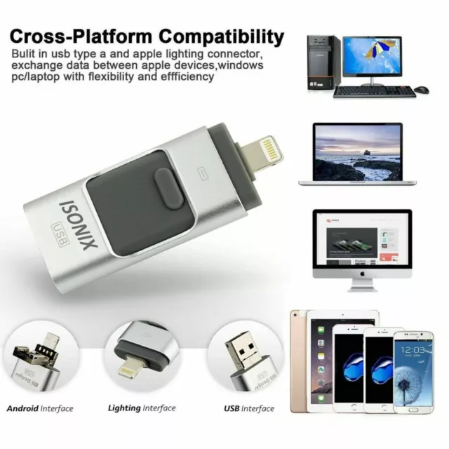 ISONIX Clé USB iPhone OTG i-Flash 64 Go Stockage Memory Pour iPhone 6/7/8/X 2