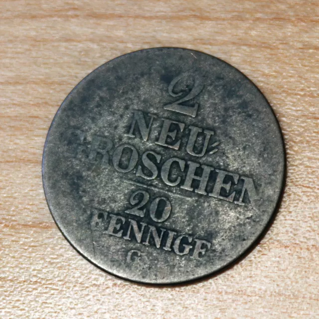 1842 German States SAXONY-ALBERTINE 2 Neu-Groschen KM# 1160 Silver