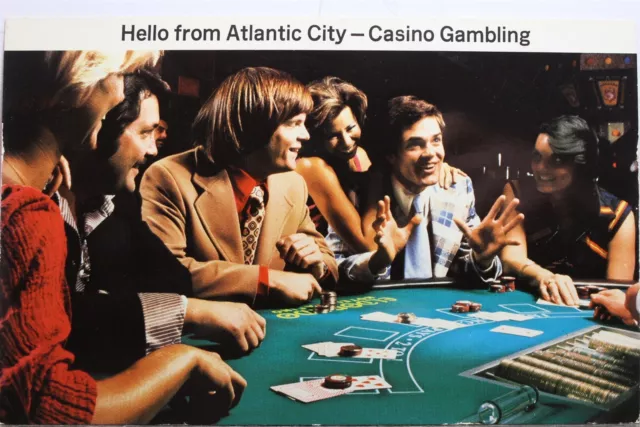New Jersey NJ Atlantic City Casino Gambling Hello Postcard Old Vintage Card View