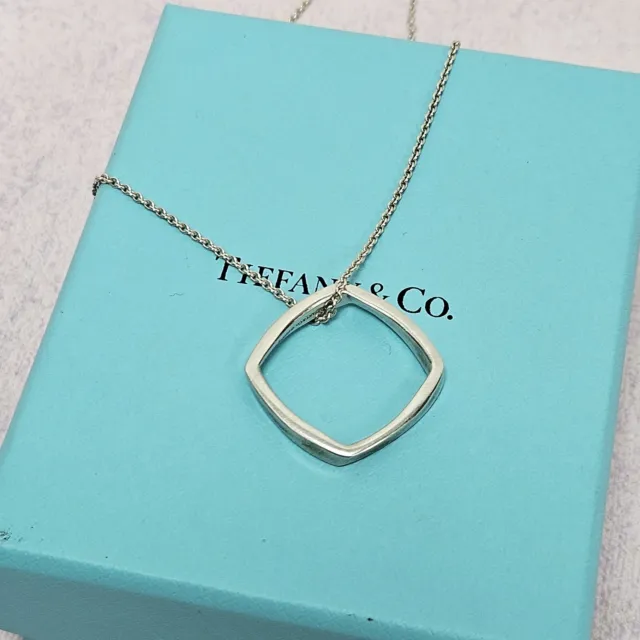 Tiffany & Co. Sterling Silver Frank Gehry Torque Square Drop Pendant Necklace