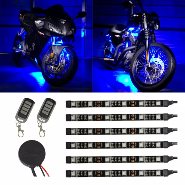 LEDGlow 6pc Advanced Blue LED Flexible Motorcycle Accent Neon Engine Light Kit