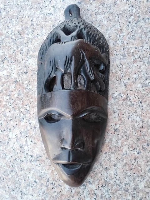 African Wooden Tribal Mask Ebony Heavy Good Quality Wood Wall Hanging Art