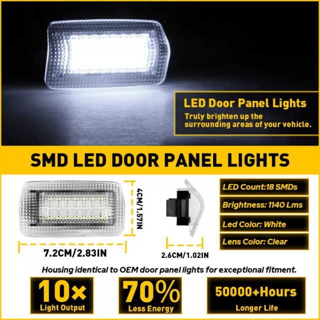 For Toyota/Sienna/Camry/Avalon/Tundra White Full LED Side Door Courtesy Lights 2