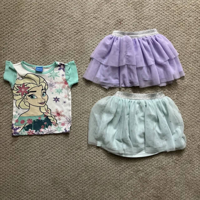 Disney Toddler Girls Frozen Purple Queen Elsa Top With Tutu Skirt Outfits