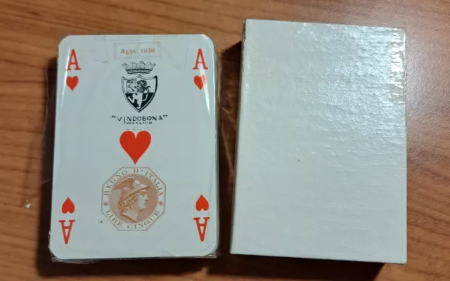 mazzo carte da gioco antiche Vindobona Fucecchio 1938 Regno d'Italia, sigillate