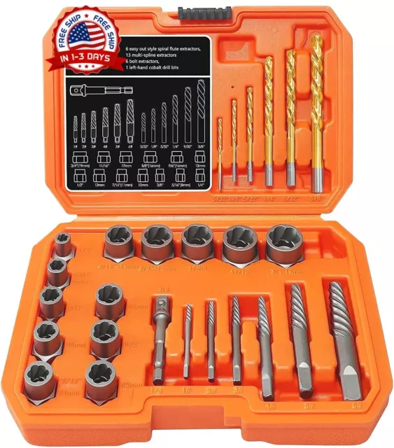 Juego De Extractores Tornillos Pernos Kit Brocas Llaves Extraccion Tuercas Rotas