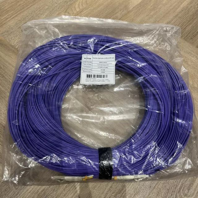 Elfcam Cable Fibre Optic Duplex LC/UPC Violet 200m Multi mode OM4