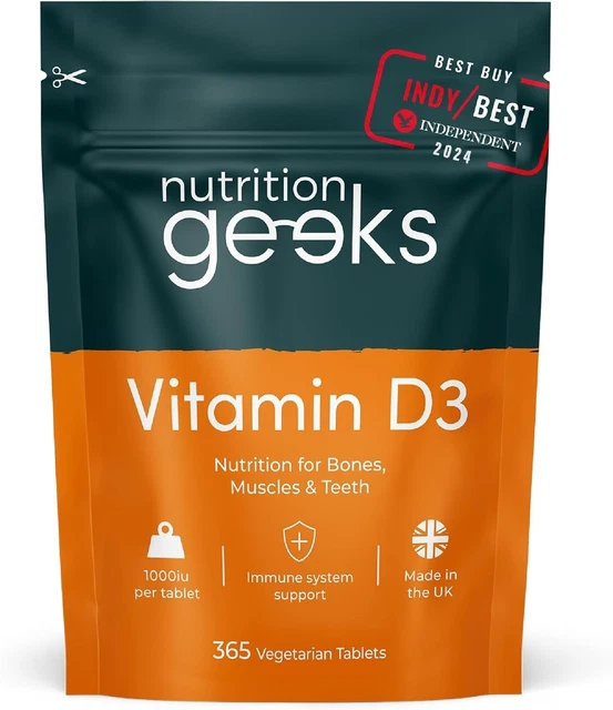 NUTRITION GEEKS VITAMIN D3 Optimum Strength Supplement - 365 Tablets ...