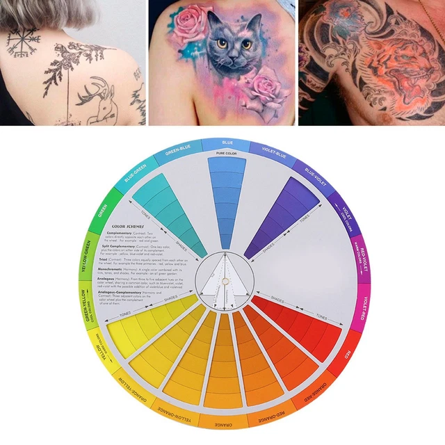 TATTOO COLOR WHEEL Pigment Color Wheel Mixing Guide Tattoo Accessory ...
