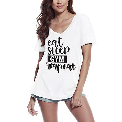 ULTRABASIC Maglietta da donna Eat Sleep Gym Repeat - Camicia per la palestra