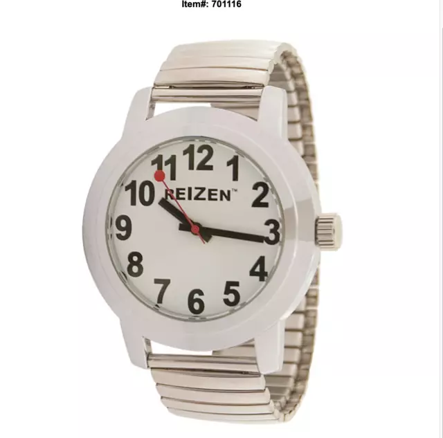 Reizen Low Vision Quartz Watch- White Face- Expansion Band - Unisex RARE IN UK