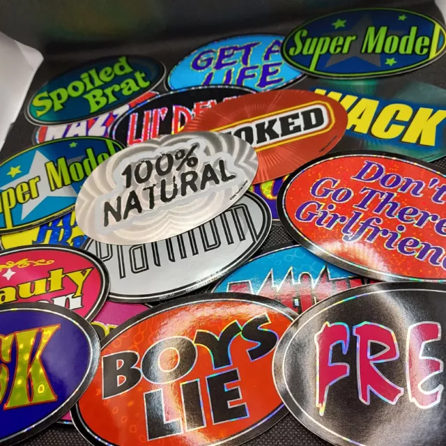 Attitude Ovals. Vintage Vending Machine Stickers. Holographic. Prism Y2k