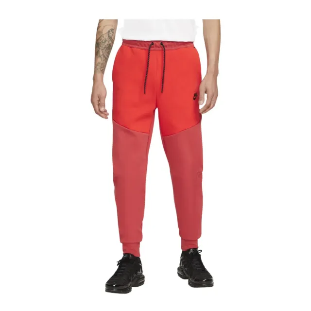 Nike Tech Fleece Jogger Pants Sweatpants Red Black CU4495-662 Men's Small S