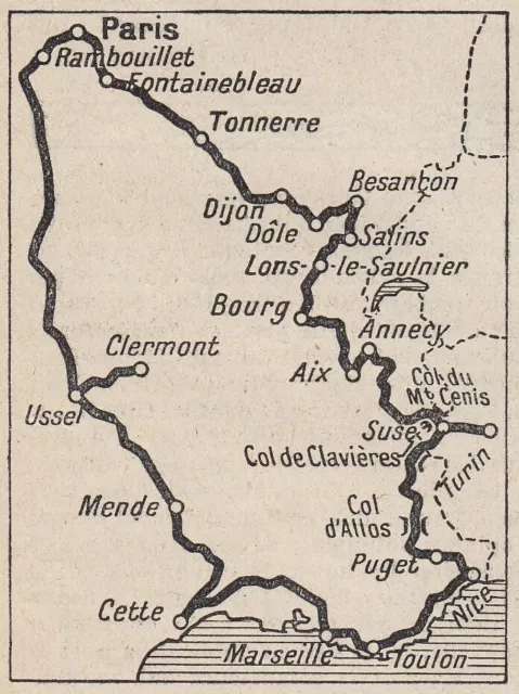 G4286 France - Voyage De Forestier - 1925 Vintage Map - Carte D'Époque