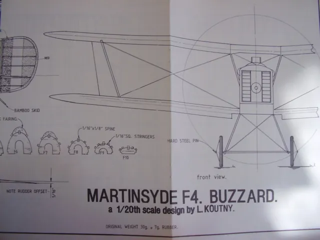 Original Model Aircraft Plan  Martinsyde F4 Buzzard 1993