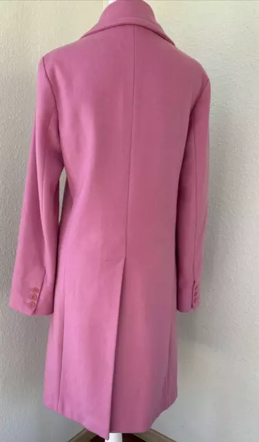 Barneys Small New York Womens Button Front Wool Long Coat PINK EUC! 3