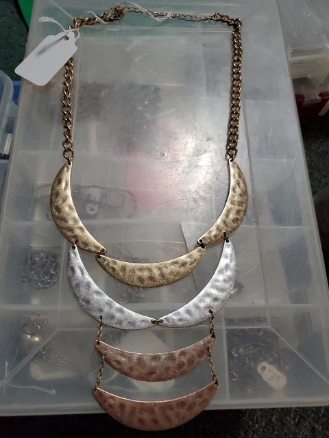 Triple Gold Bib Necklace with Greyhound or Whippet Dog in Full Flight
