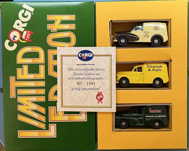 Corgi Classics 1:43 Morris Minor Van Set C91 Grattan Telegraph Mitchell's