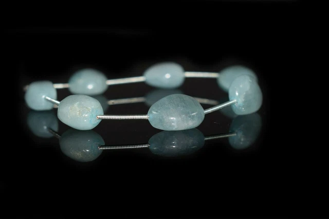A ++ Acquamarina naturale Smooth Tumble Shapes Gemstone 6.5 "Perline...