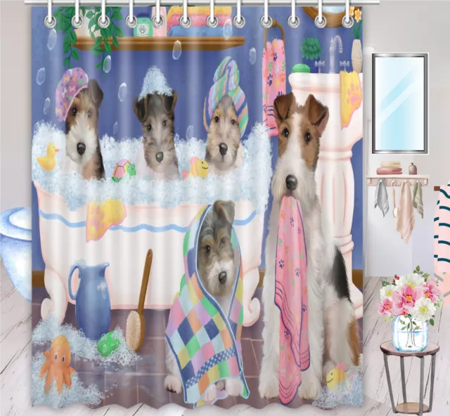 Halloween Wire Fox Terrier Dog Shower Curtain Bathtub Screens Personalized Hooks