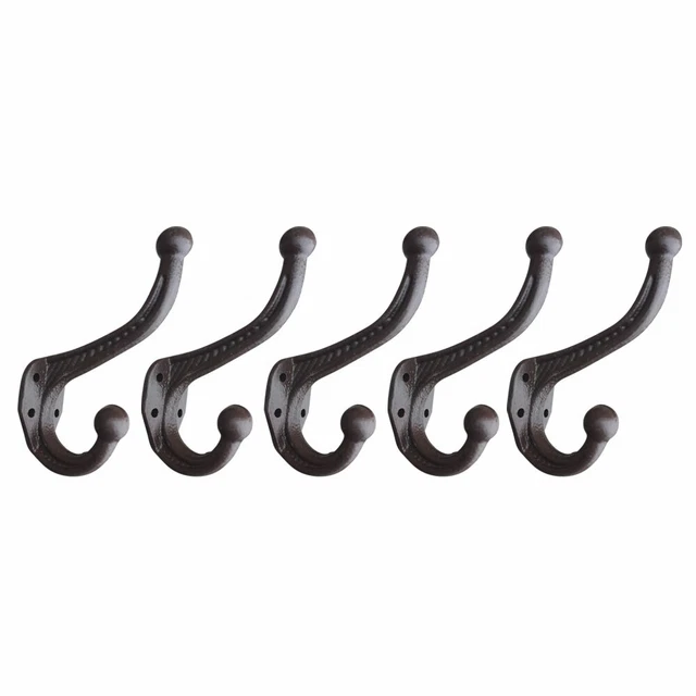 5 pc Vintage Style Cast Iron Wall Coat Hooks Hat Hook Hall Tree
