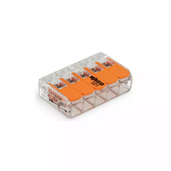 Wago 221-415 5 Conducteur Épissure Connecteur Avec Levier Verrou 32A