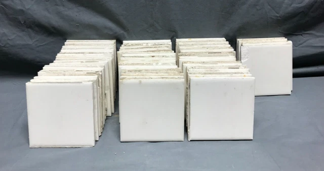 Lot Of 49 Antique White MOSAIC Ceramic 4" Bathroom Tile Vintage Old 4-23B