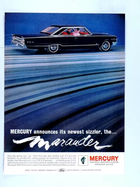 1963 Mercury Marauder S 55 390 V8 Vintage Original Print Ad 8.5 x 11"