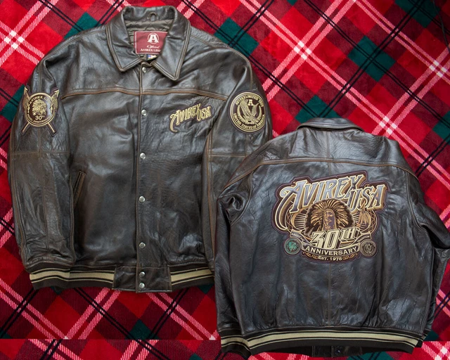 VINTAGE AVIREX LIMITED USA Leather Bomber Jacket 30th Anniversary 