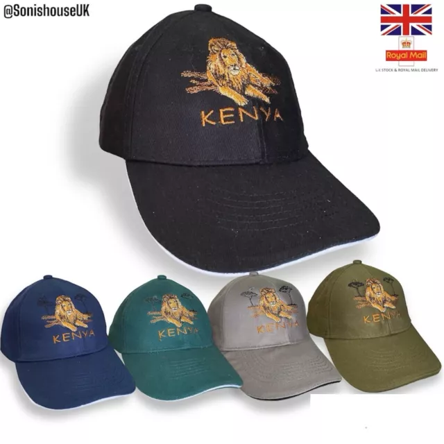 Unisex Embroidered Wildlife 'Kenya' Laying Lion Safari Hot Sandwich Baseball Cap