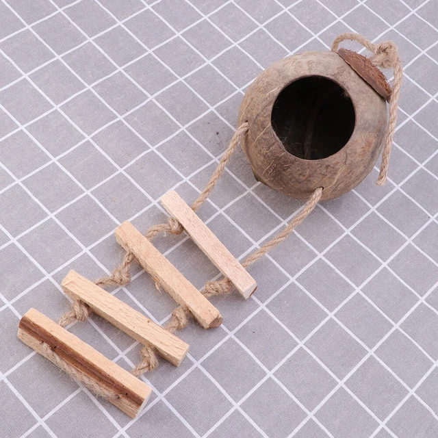 Nido de Pájaro Cáscara de Coco Nido Natural Coco Escondite con Escalera Pájaro Juguete Para Para