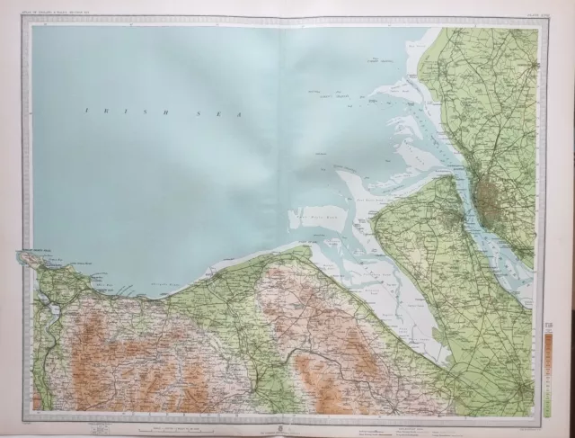 1903 Old Map England & Wales Llandudno Rhyl Birkenhead Liverpool