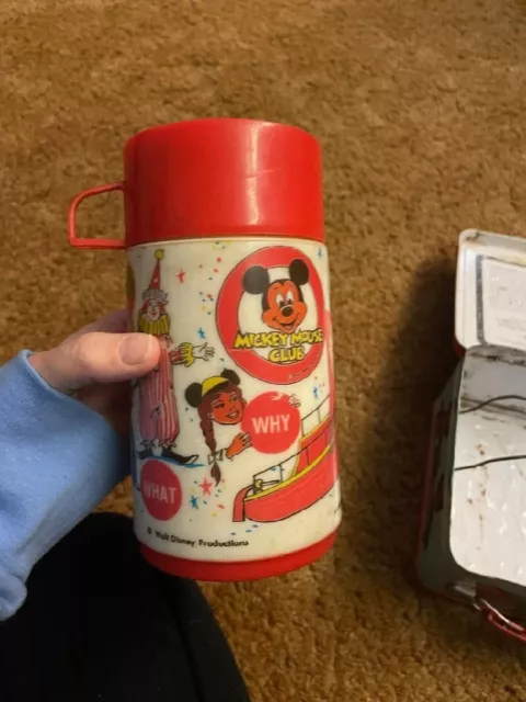 Vintage 1970's Disney Mickey Mouse Club Metal Kid's Lunch Box with thermos