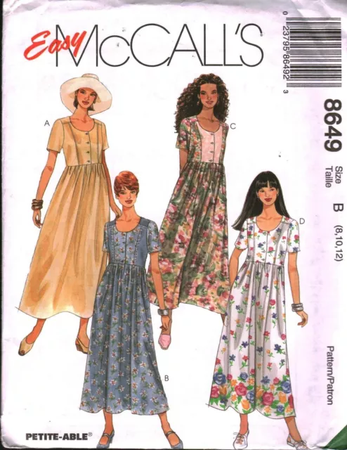 8649 Vintage McCalls SEWING Pattern Misses 1990s Easy Fitting Dress UNCUT OOP