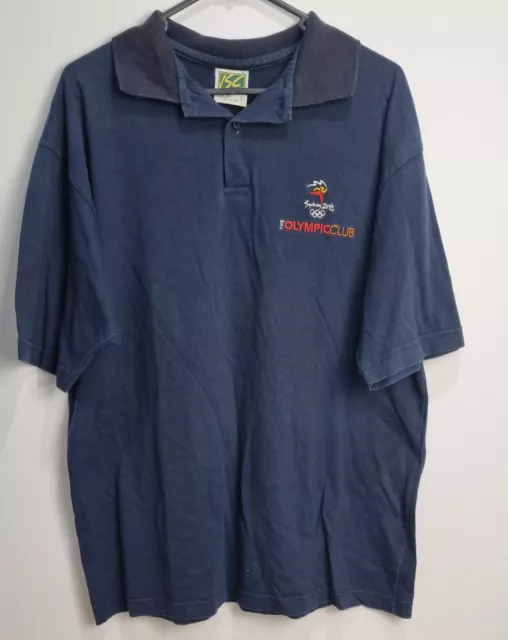 Sydney Olympics The Olympic Club ISC Navy Blue Polo Shirt Size L Made Aus 2000