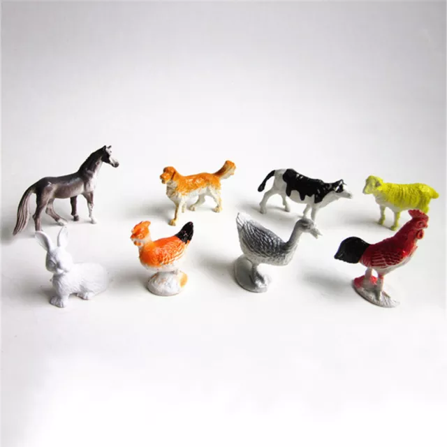 8pcs Farm Animals Models Figure Set Toys Plastic Simulation Horse Dog Kids Gi SC