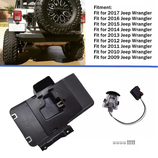 Rear License Plate Mounting Holder Bracket &Light For Jeep Wrangler JK 2007-2017