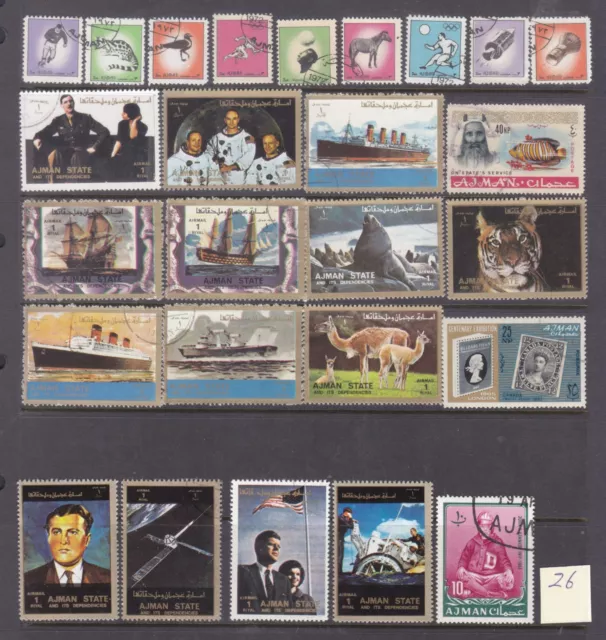 Sephil Uae Ajman Olympic Games Animals Us Kennedy Set Of 26 Used Stamps