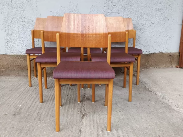 Set 6x sedie sala da pranzo HWC-A50 II design retro legno tessuto marrone  vintage