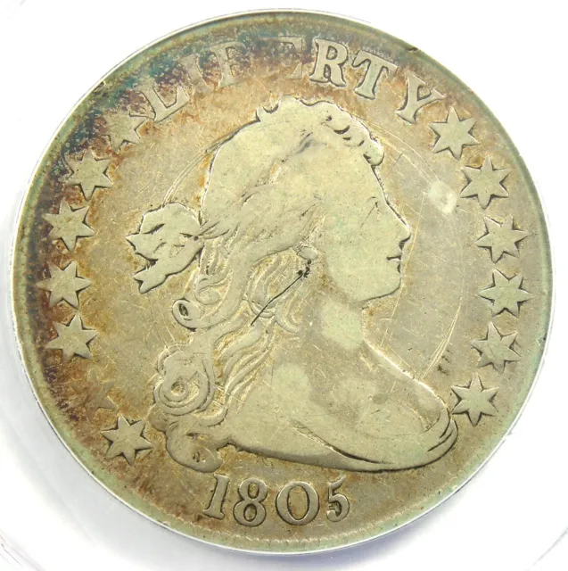 1805 Draped Bust Half Dollar 50C Coin - Certified ANACS F12 Details - Rare Date