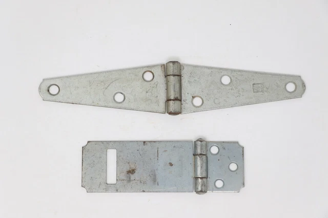 1 Steel 8" Hinge 1 Steel 4 3/4" Lock Clasp Barn Door Shed Gate Rustic Strap
