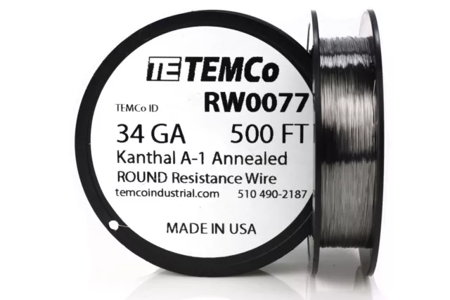 Fil TEMCo Kanthal A1 calibre 34 résistance 500 pieds AWG A-1 ga