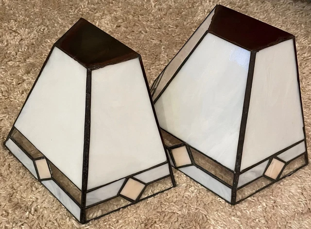 Vintage 2 Great Tiffany Style Wandleuchten-Lampenschirme Square 15x13x16cm White