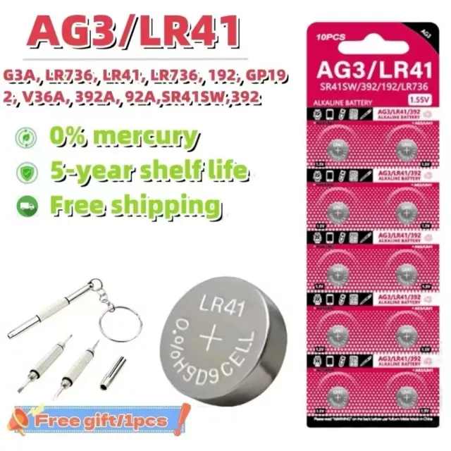 AG3 1.55V Button Battery SR41 192 L736 384 SR41SW CX41 LR41 392 Cell Coin