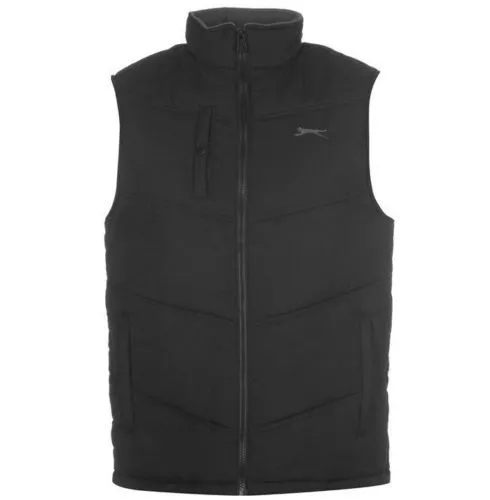 Slazenger Gilet Uomo Gr S M L XL 2XL 3XL 4XL Gilet Trapuntato Giacca Nero Nuovo